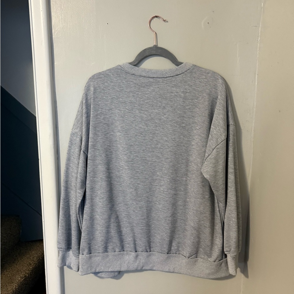 Womens Grey V-neck Sweatshirt - Picture 3 of 3
